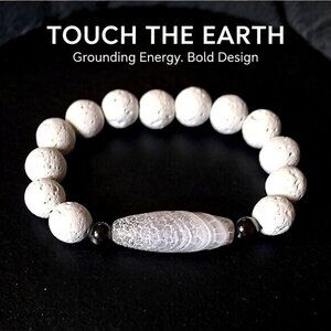 White Lava Rock & Frosted Dragonvein Agate ~ Winter Holiday Jewelry! Small Wrist